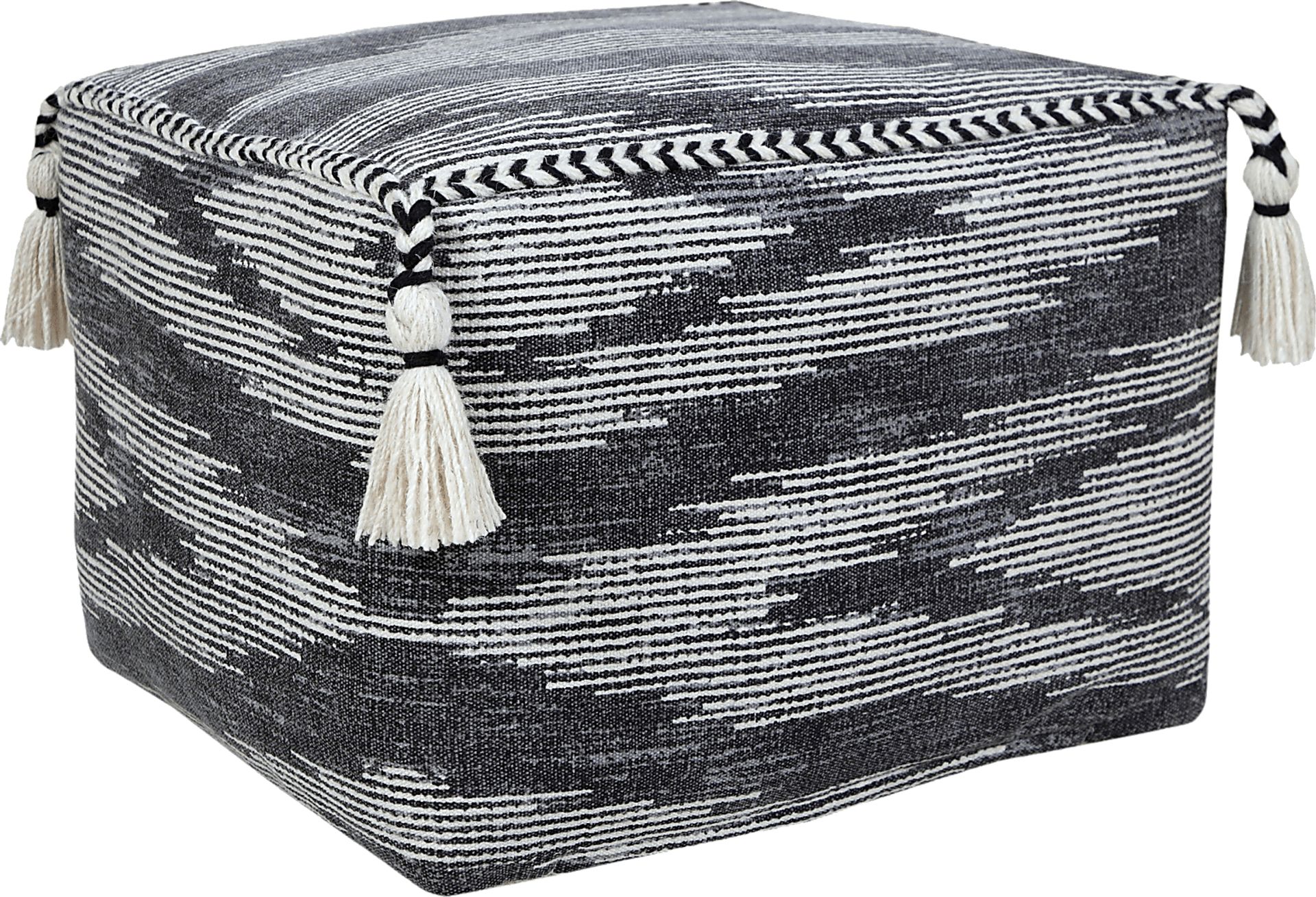 Pasemu Gray/Black Pouf - Image 8