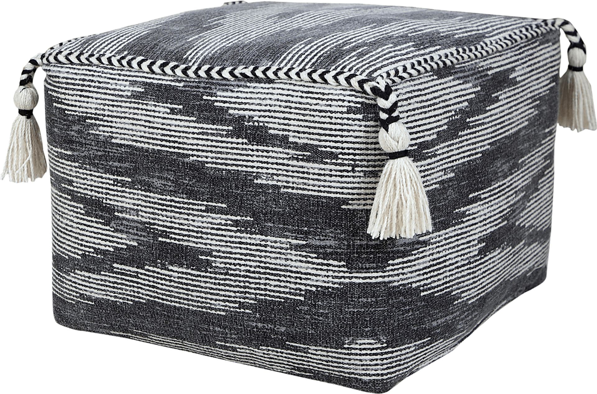 Pasemu Gray/Black Pouf - Image 1
