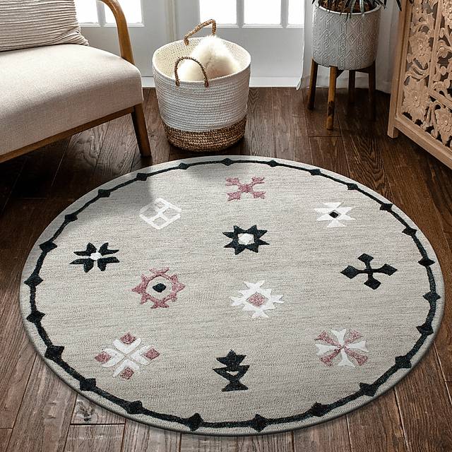 Paslier Gray/Multi 7' Round Rug - Thumbnail - Image 2