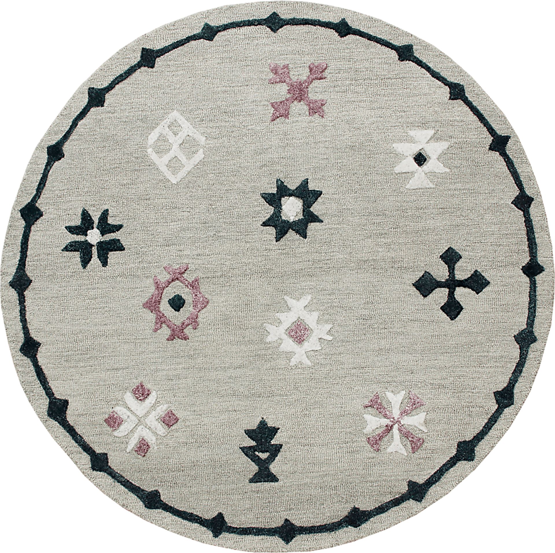 Paslier Gray/Multi 7' Round Rug - Image 1