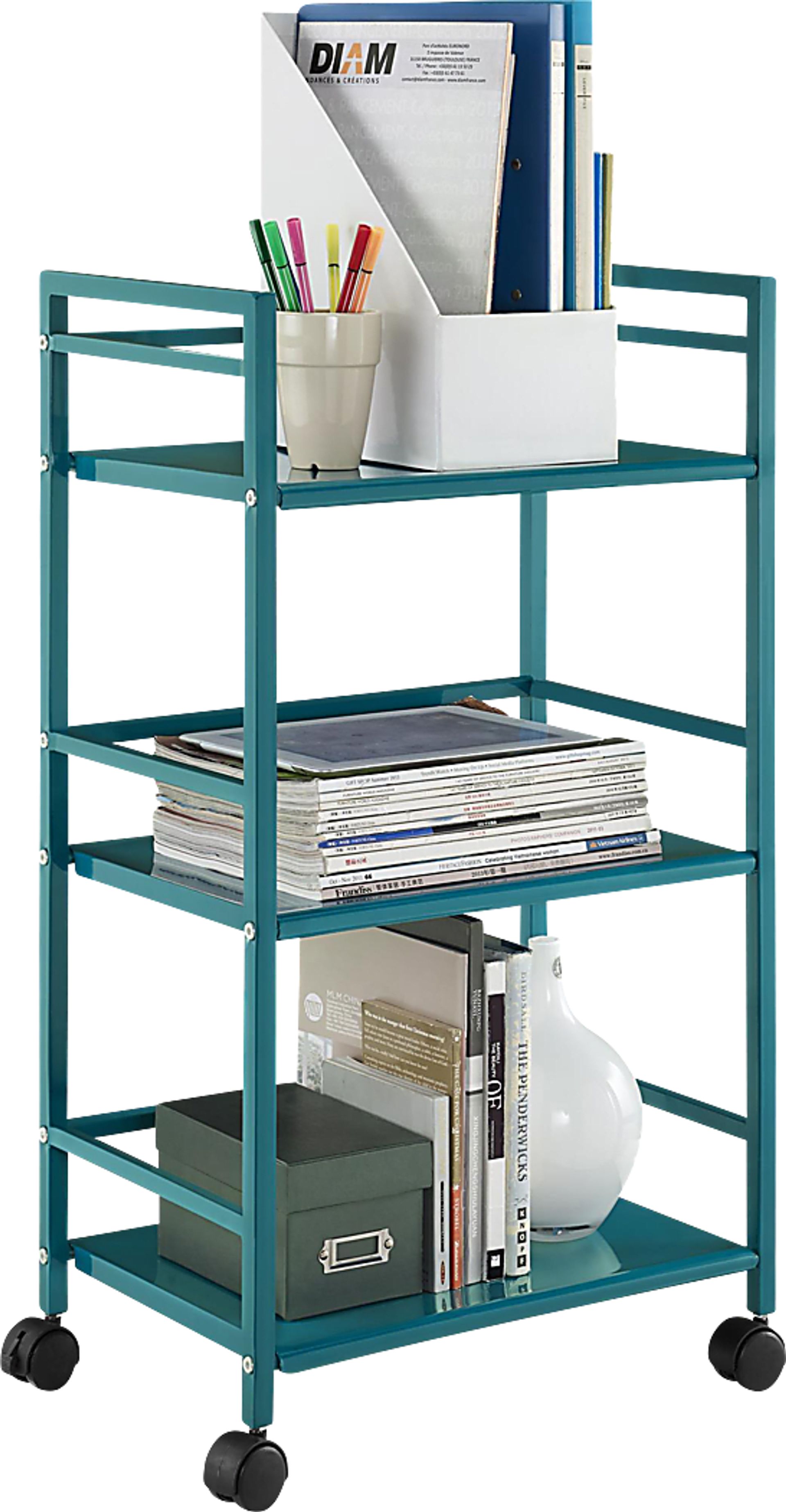 Pasque Teal Bar Cart - Image 2