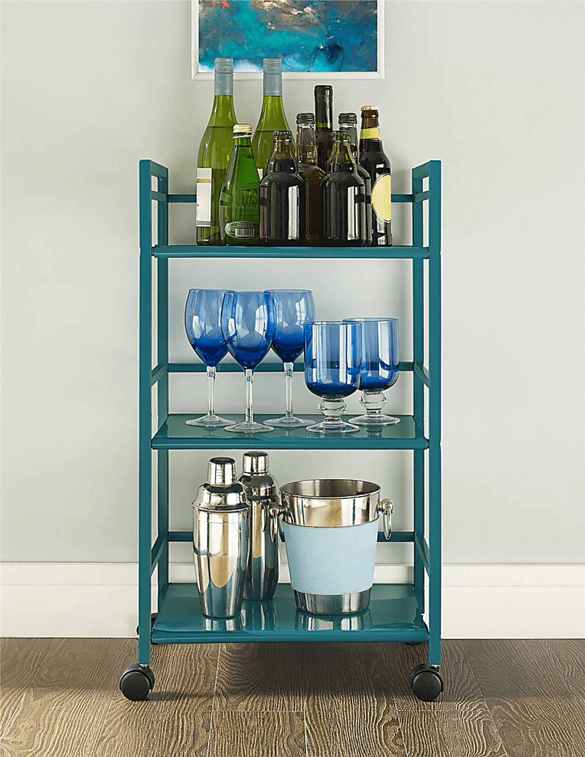 Pasque Teal Bar Cart - Image 5