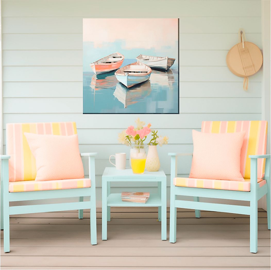 Pastel Boats Outdoor/Indoor Wall Art - Thumbnail 2