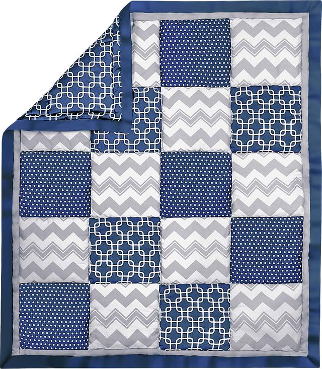 Patchwork Park Navy 3 Pc Baby Bedding Set - Thumbnail - Image 2