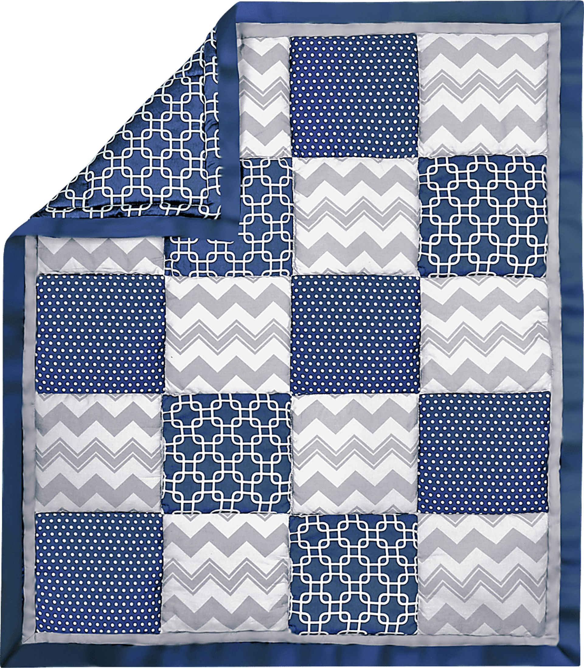 Patchwork Park Navy 3 Pc Baby Bedding Set - Image 2