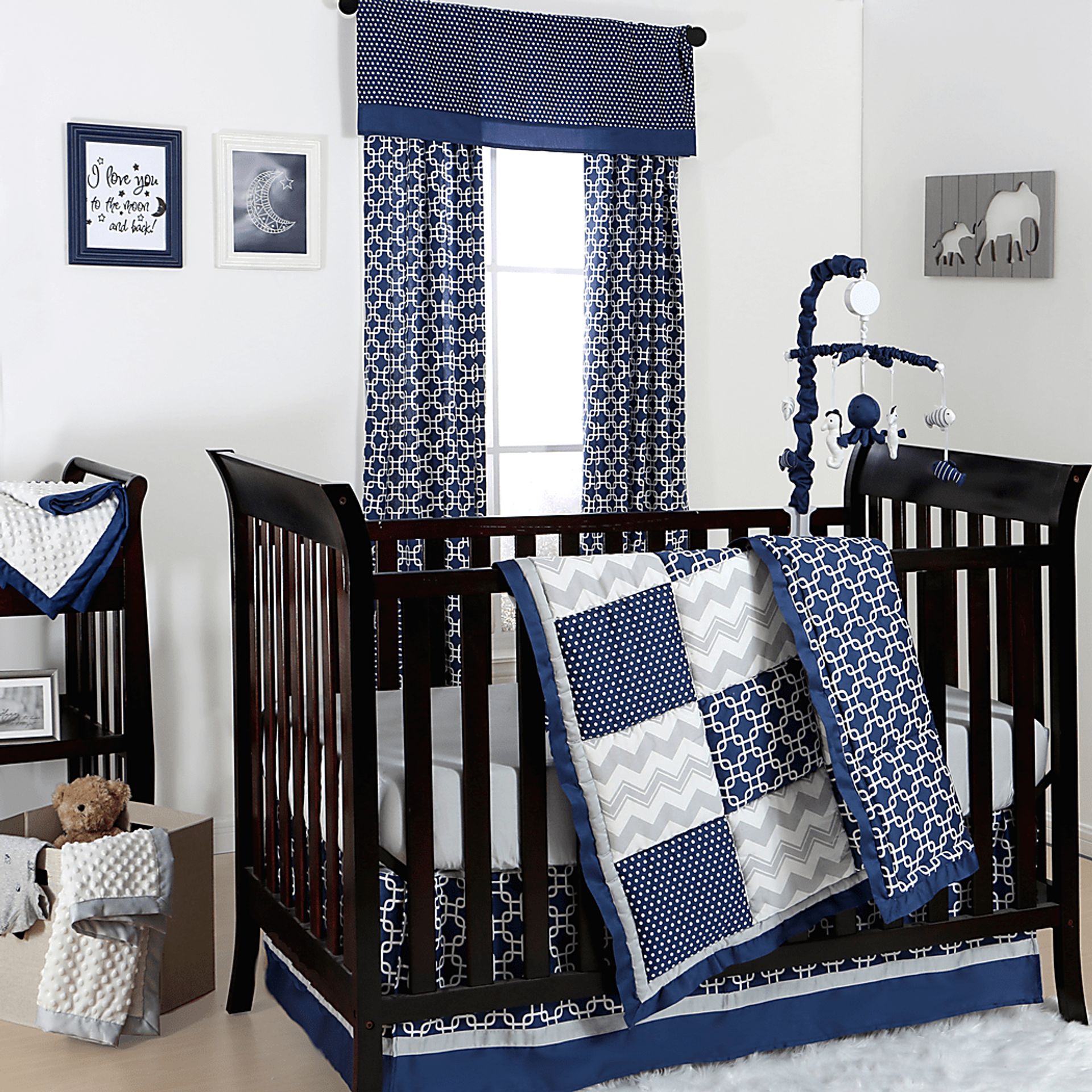 Patchwork Park Navy 3 Pc Baby Bedding Set - Image 1