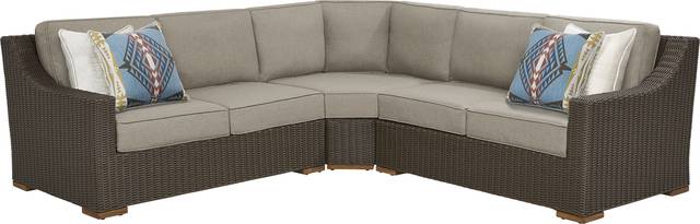 Patmos Brown 3 Pc Outdoor Sectional with Mushroom Cushions - Thumbnail - Image 1