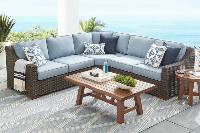 Patmos Brown 3 Pc Outdoor Sectional with Steel Cushions - Thumbnail - Image 2