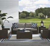 Patmos Brown 4 Pc Outdoor Seating Set with Mushroom Cushions
