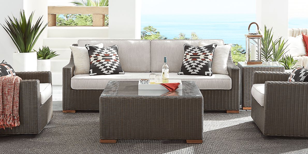 Patmos Brown Outdoor Sofa with Twine Cushions