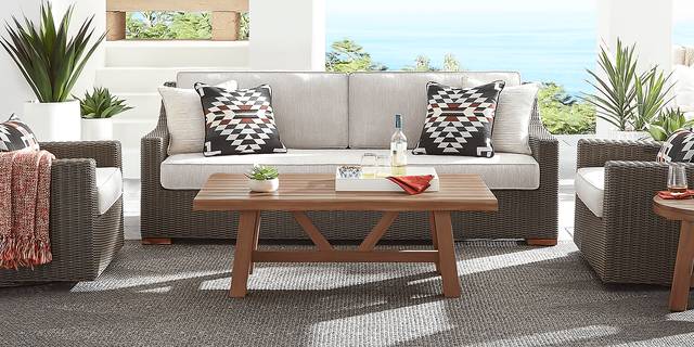 Patmos Brown 4 Pc Outdoor Sofa Seating Set with Twine Cushions - Thumbnail - Image 2