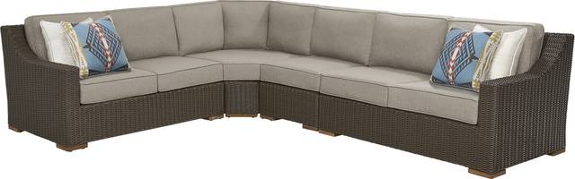 Patmos Brown 4 Pc Outdoor Sectional with Mushroom Cushions - Thumbnail - Image 1