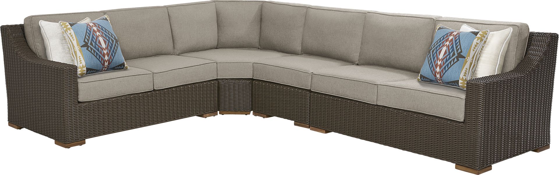 Patmos Brown 4 Pc Outdoor Sectional with Mushroom Cushions - Image 1