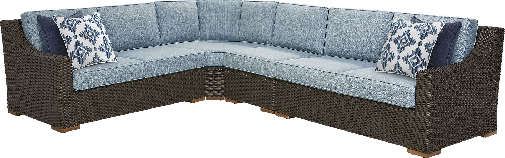 Patmos Brown 4 Pc Outdoor Sectional with Steel Cushions - Image 1