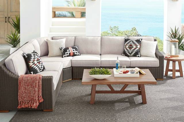Patmos Brown 4 Pc Outdoor Sectional with Twine Cushions - Thumbnail - Image 2