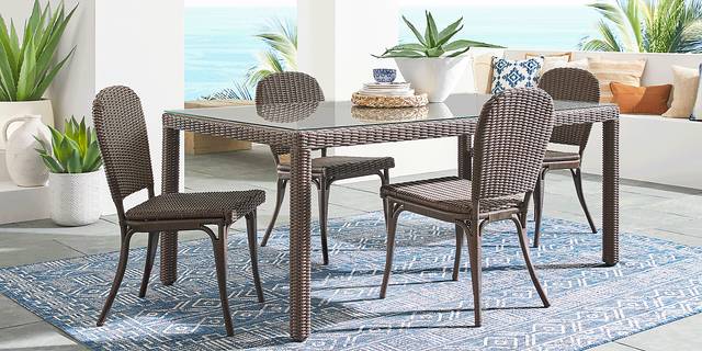 Patmos Brown Wicker Rectangle Outdoor Dining Table - Thumbnail - Image 2