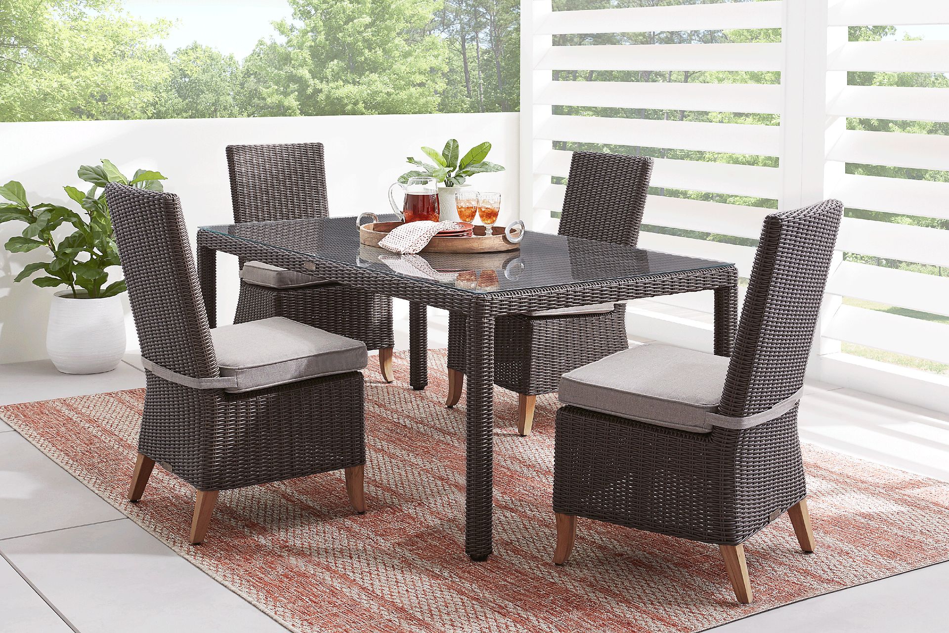 Patmos Brown 5 Pc Outdoor Dining Set - Image 1