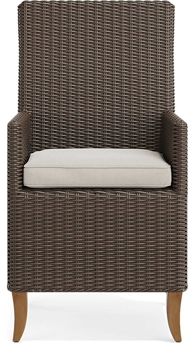 Patmos Brown Outdoor Arm Chair with Linen Cushions