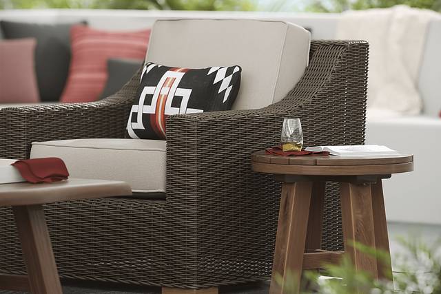 Patmos Brown 4 Pc Outdoor Sofa Seating Set with Linen Cushions - Thumbnail - Image 10