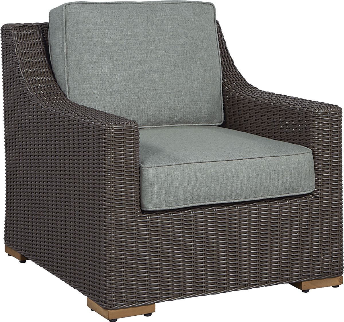 Fifth & Shore Patmos Brown Wicker Moss Green Outdoor Chair | Rooms to Go