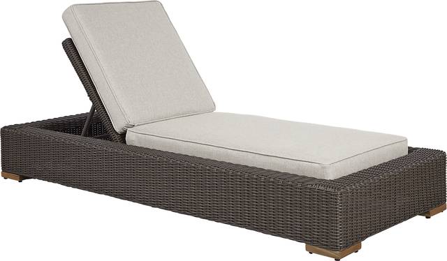 Patmos Brown Outdoor Chaise with Linen Cushions - Thumbnail - Image 1