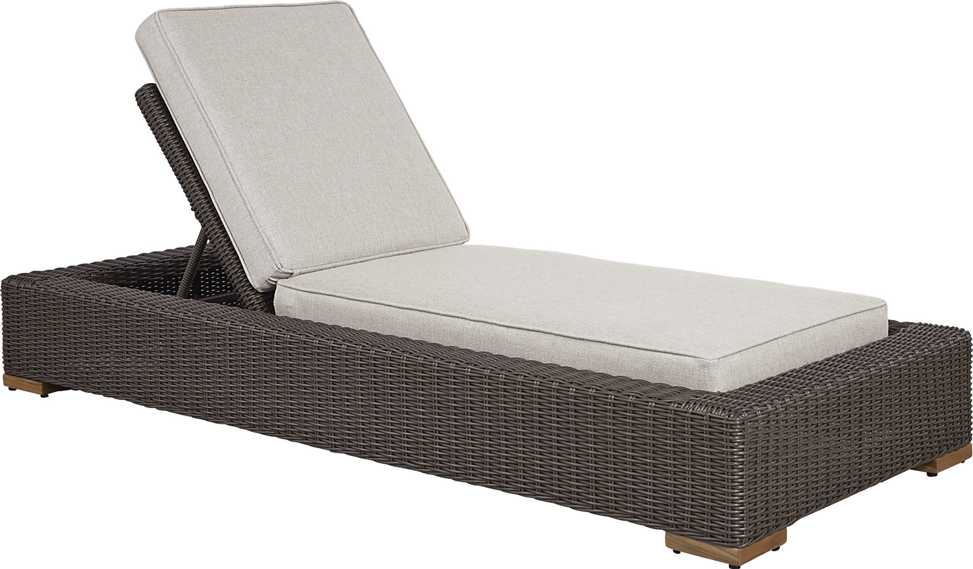 Patmos Brown Outdoor Chaise with Linen Cushions - Image 1