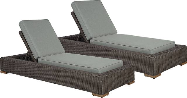 Patmos Brown Outdoor Chaise with Moss Cushions, Set of 2 - Thumbnail - Image 1