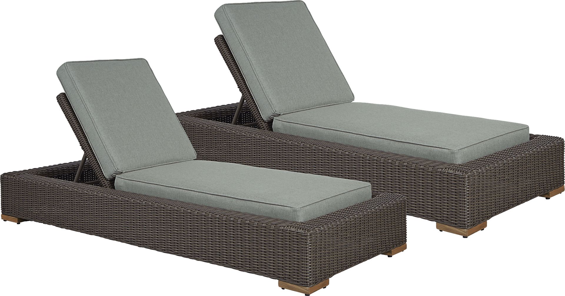 Patmos Brown Outdoor Chaise with Moss Cushions, Set of 2 - Image 1