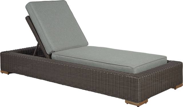 Patmos Brown Outdoor Chaise with Moss Cushions - Thumbnail - Image 1