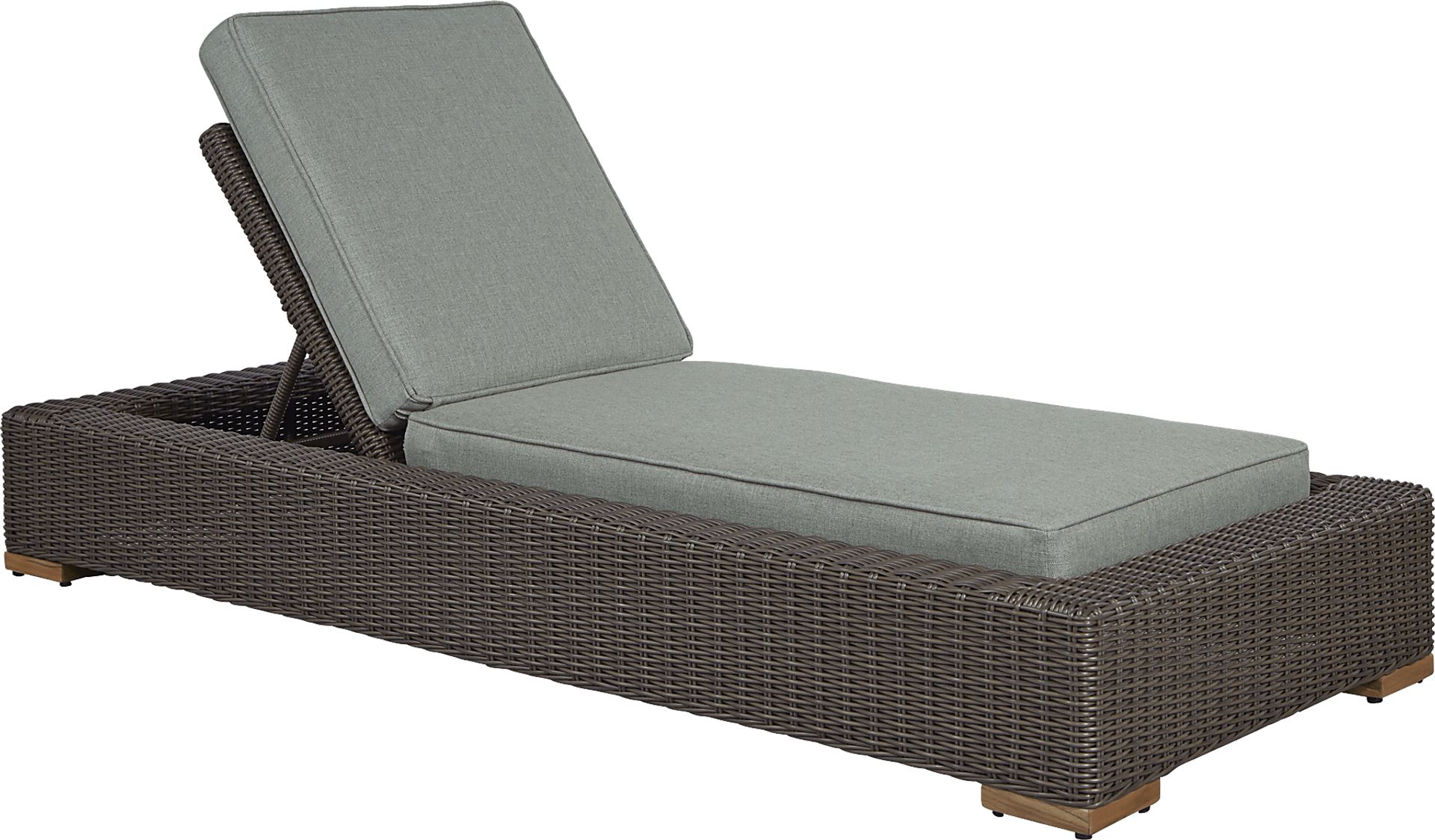 Patmos Brown Outdoor Chaise with Moss Cushions - Image 1