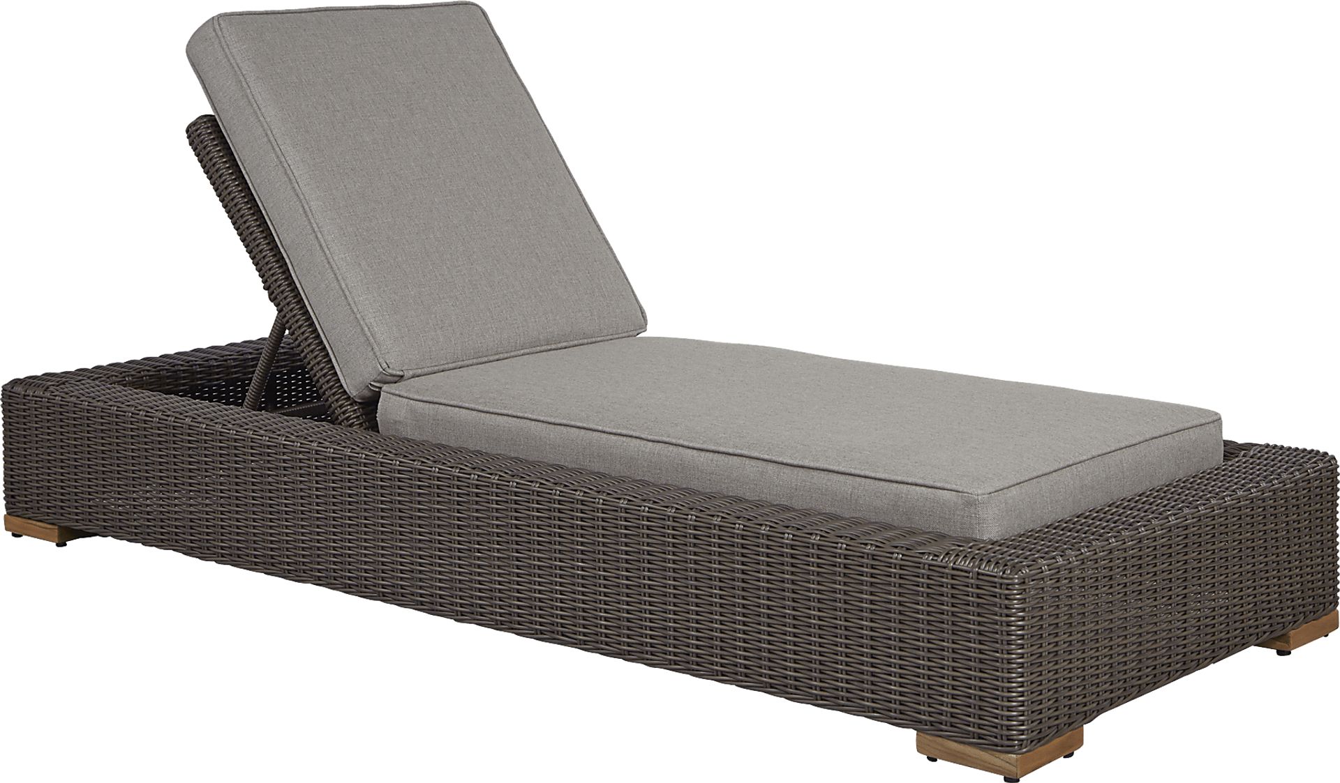 Patmos Brown Outdoor Chaise with Mushroom Cushions - Image 1