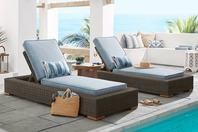 Patmos Brown Outdoor Chaise with Steel Cushions, Set of 2 - Thumbnail - Image 2