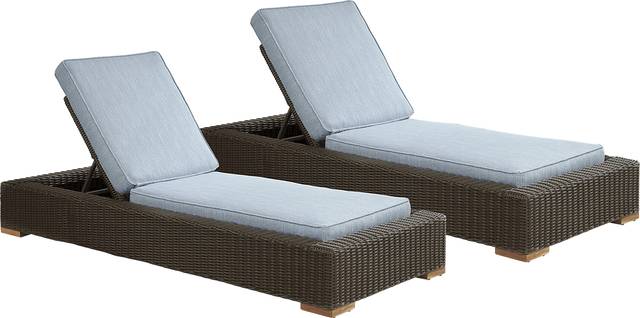 Patmos Brown Outdoor Chaise with Steel Cushions, Set of 2 - Thumbnail - Image 1