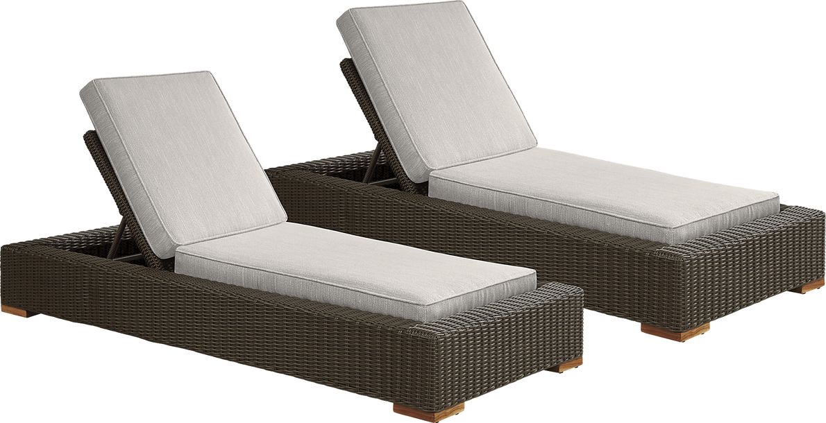 Patmos Brown Outdoor Chaise with Twine Cushions, Set of 2
