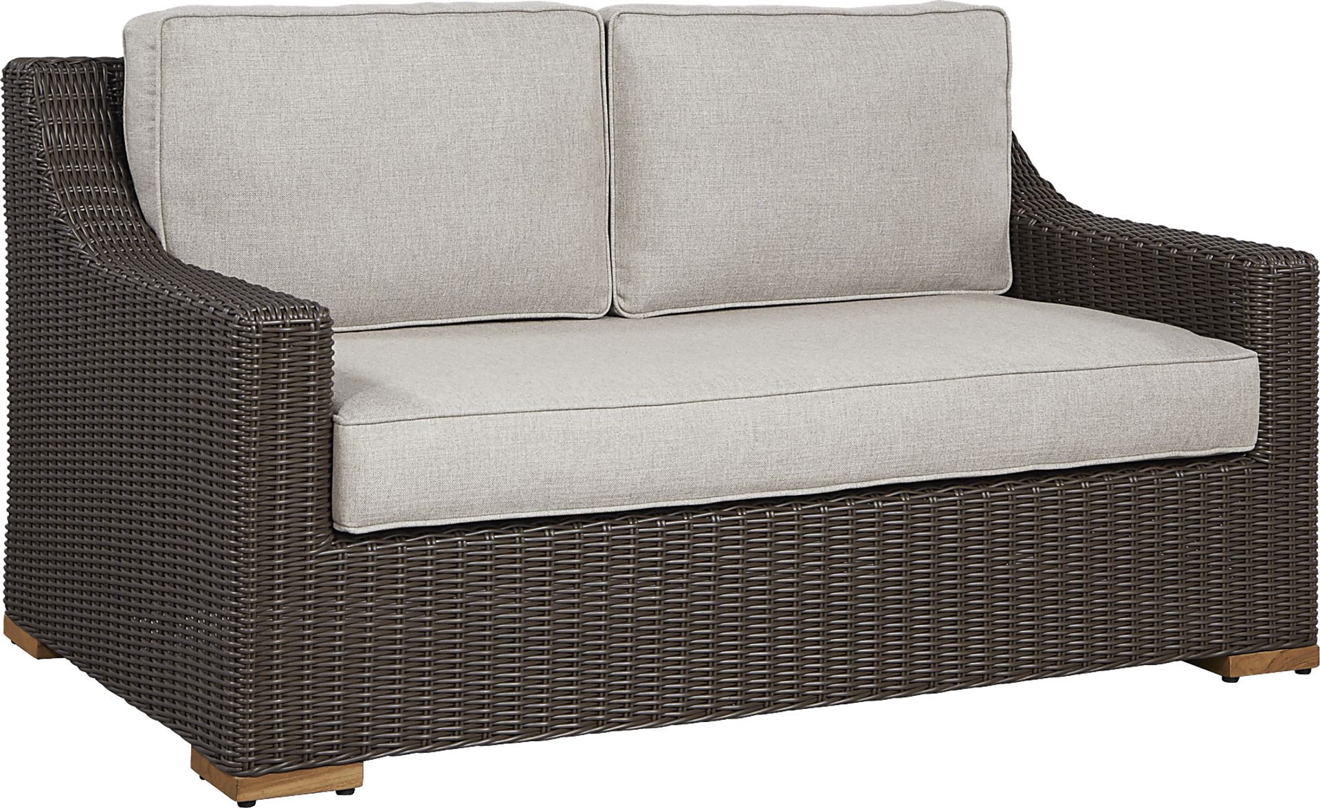 Patmos Brown Outdoor Loveseat with Linen Cushions - Image 2