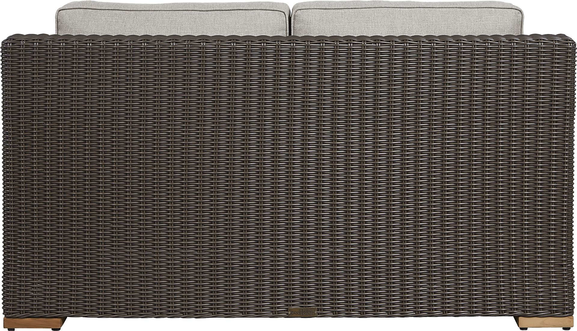 Patmos Brown Outdoor Loveseat with Linen Cushions - Image 3