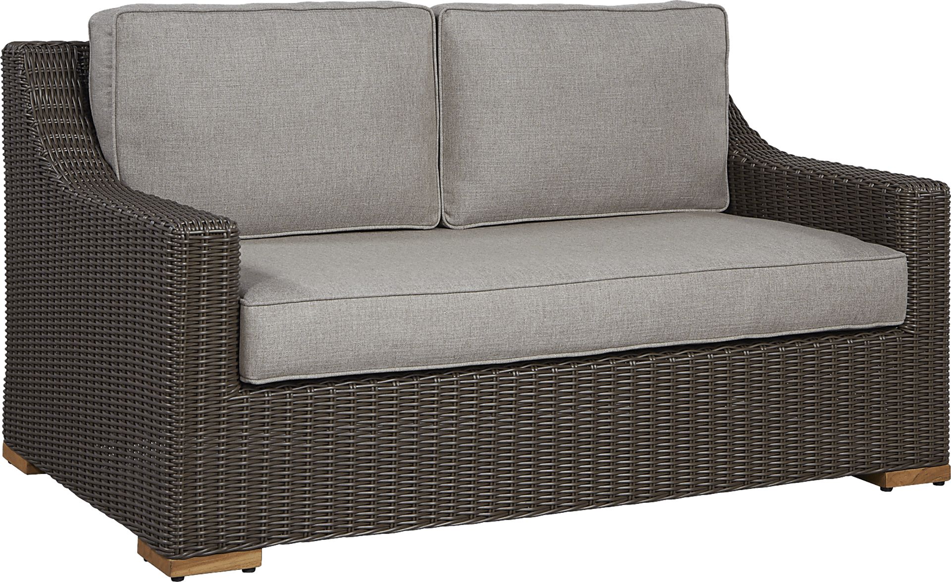 Patmos Brown Outdoor Loveseat with Mushroom Cushions - Image 2