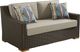 Patmos Brown Outdoor Loveseat with Mushroom Cushions