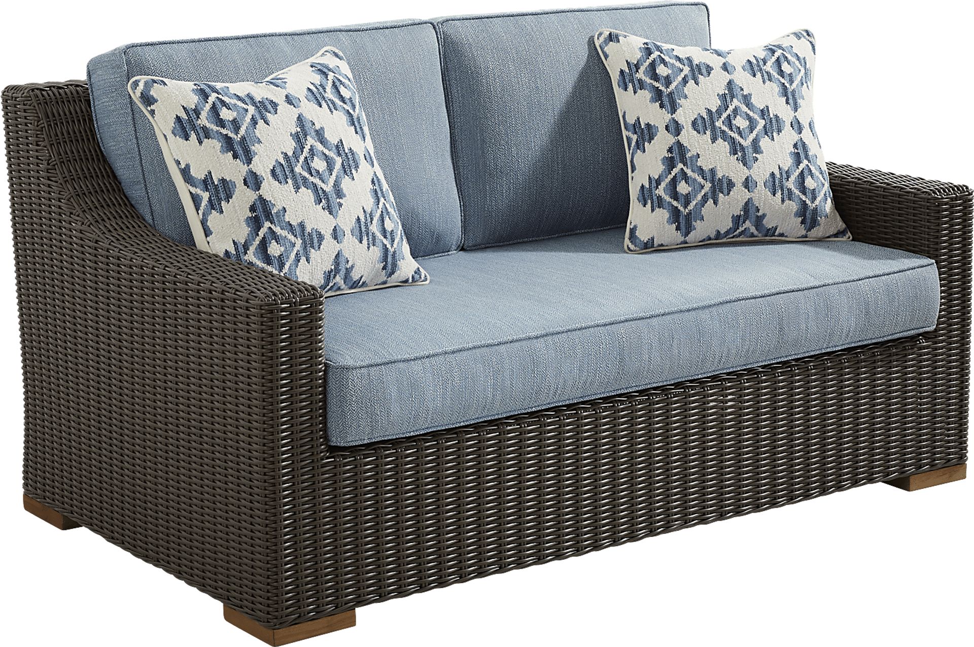 Patmos Brown Outdoor Loveseat with Steel Cushions - Image 2