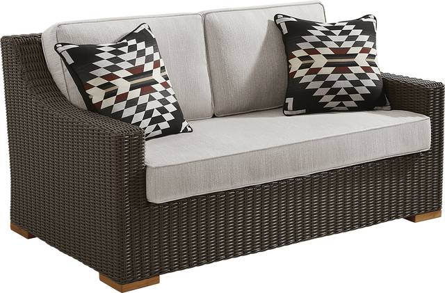Patmos Brown Outdoor Loveseat with Twine Cushions - Thumbnail - Image 2