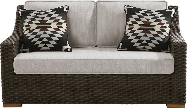 Patmos Brown Outdoor Loveseat with Twine Cushions - Thumbnail - Image 1