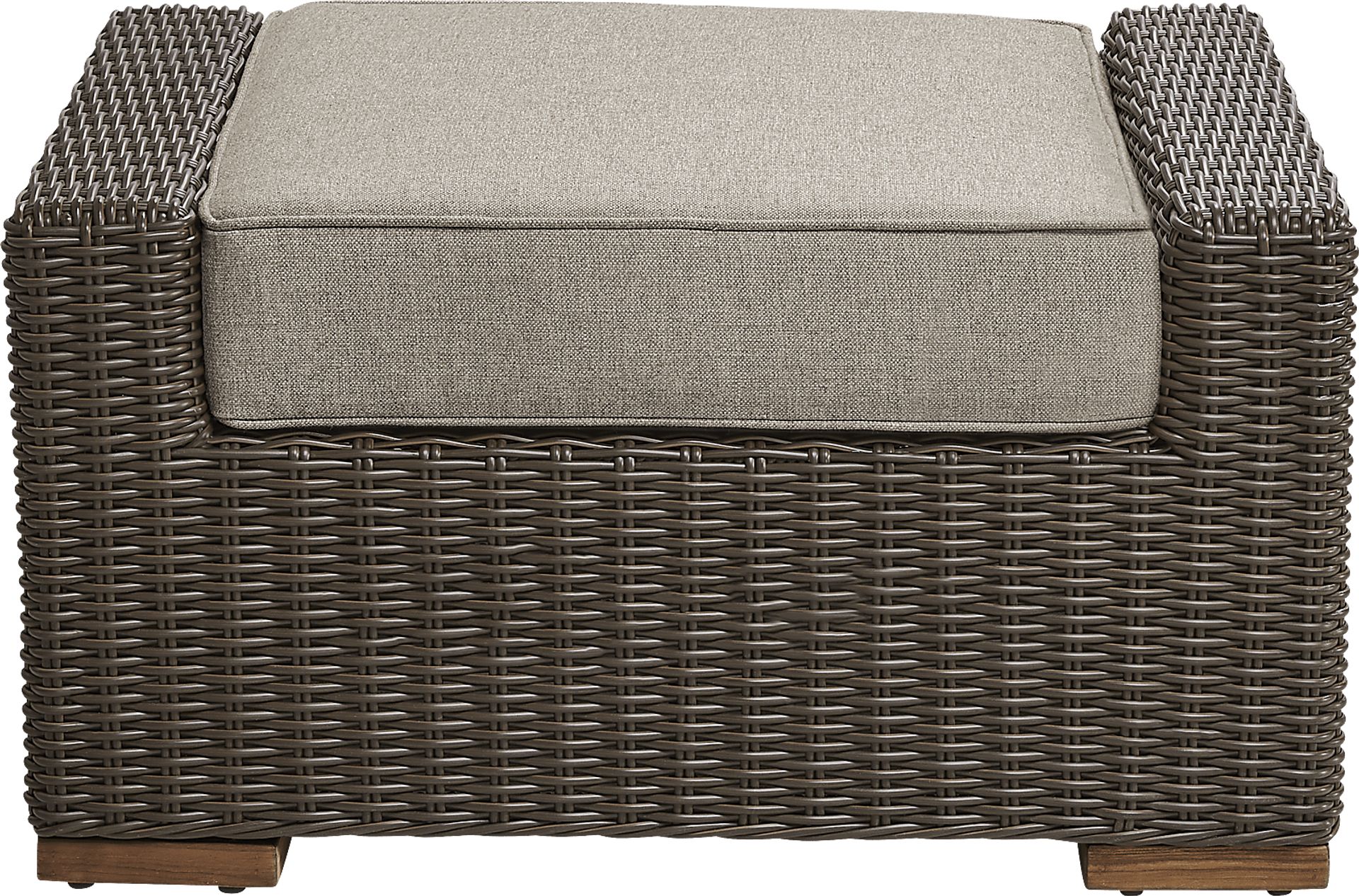 Patmos Brown Outdoor Ottoman with Mushroom Cushion - Image 2