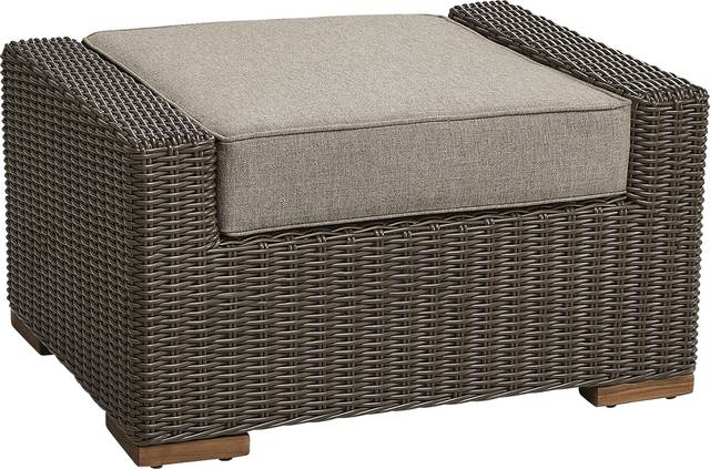 Patmos Brown Outdoor Ottoman with Mushroom Cushion - Thumbnail - Image 2