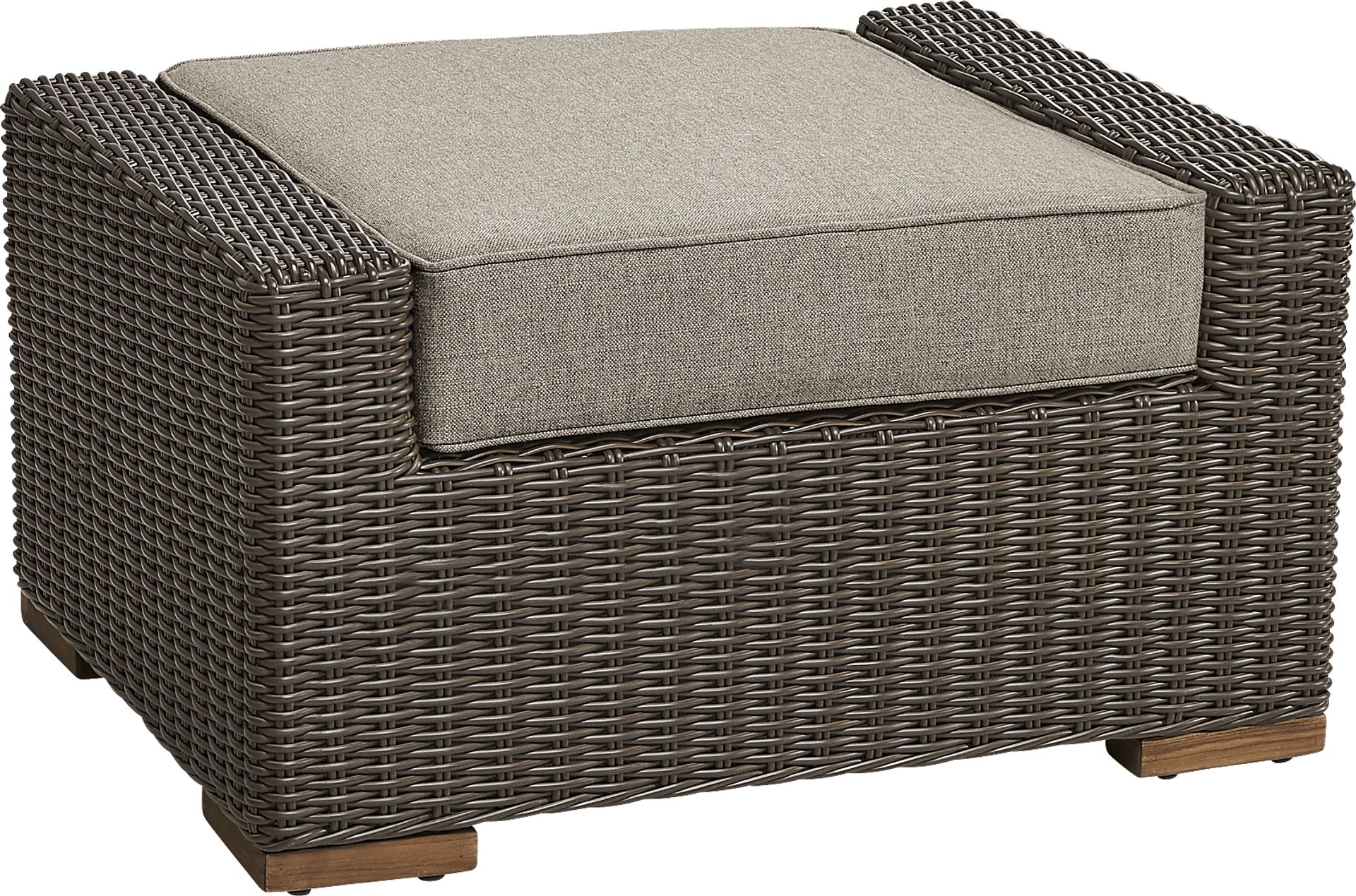 Patmos Brown Outdoor Ottoman with Mushroom Cushion - Image 1