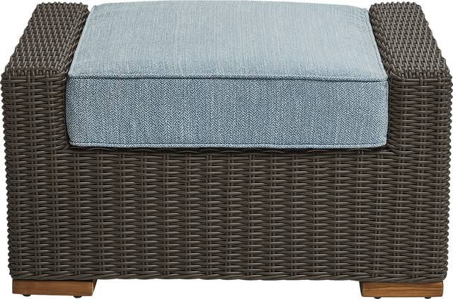 Patmos Brown Outdoor Ottoman with Steel Cushion - Thumbnail - Image 2