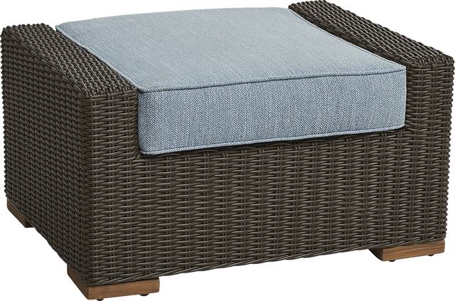 Patmos Brown Outdoor Ottoman with Steel Cushion - Thumbnail - Image 1