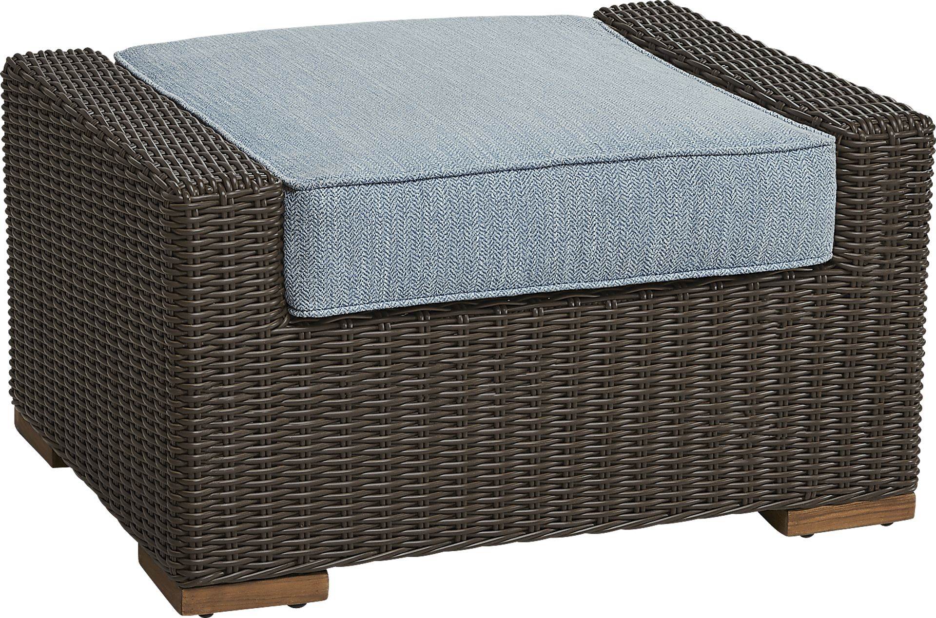 Patmos Brown Outdoor Ottoman with Steel Cushion - Image 1
