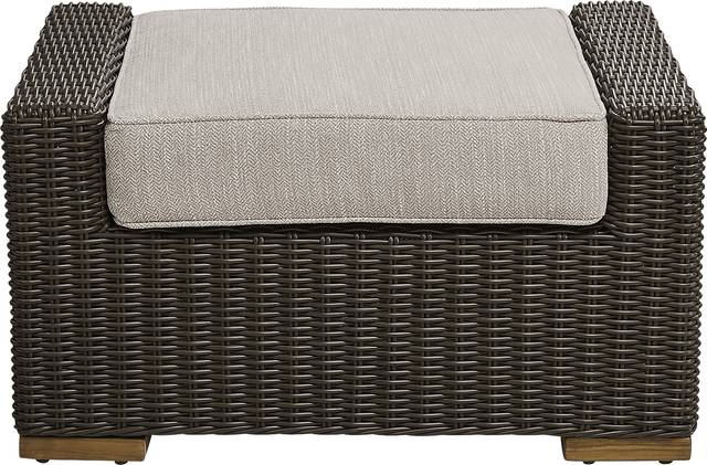 Patmos Brown Outdoor Ottoman with Twine Cushion - Thumbnail - Image 2