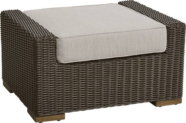 Patmos Brown Outdoor Ottoman with Twine Cushion - Thumbnail - Image 1