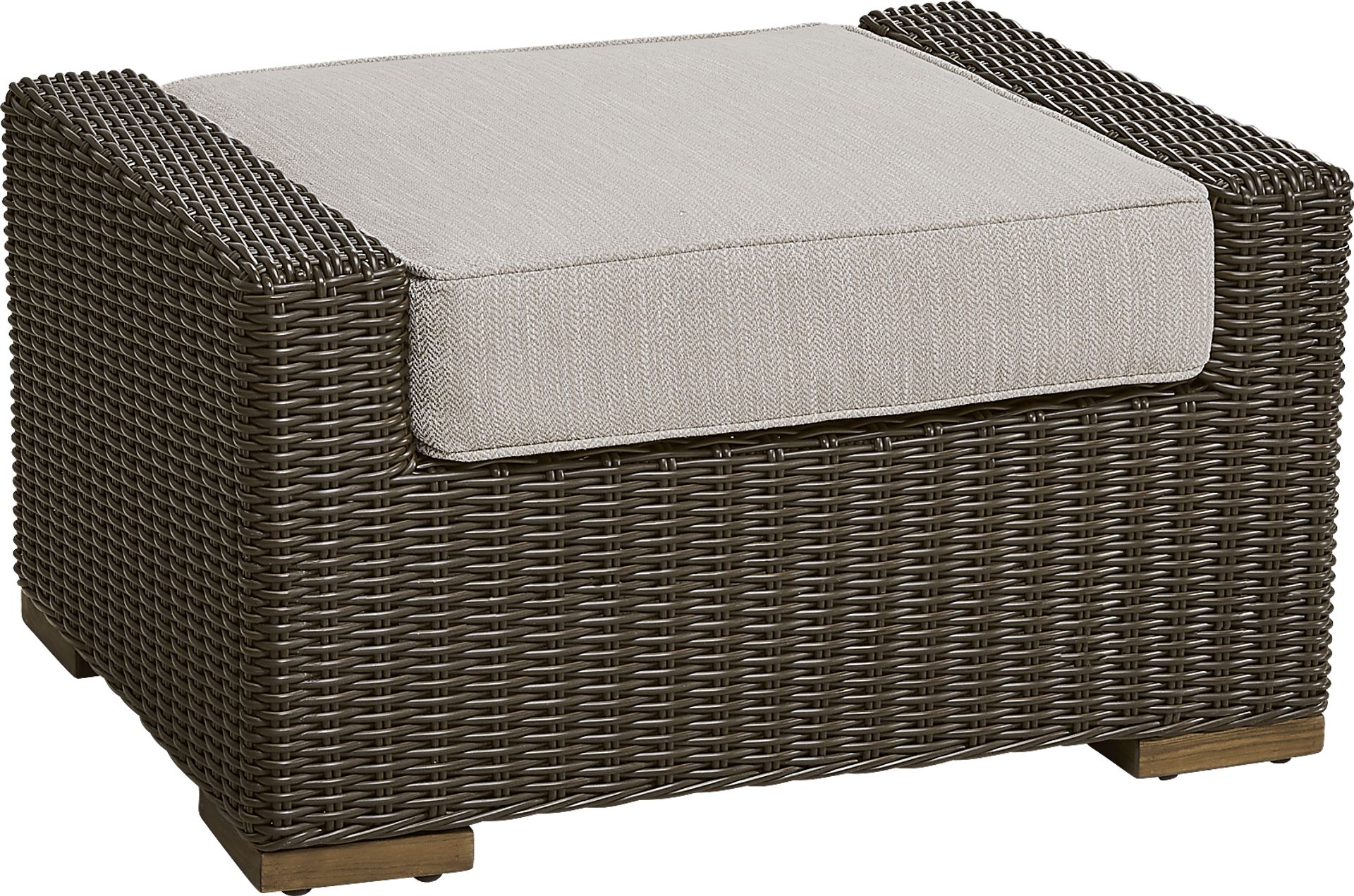 Patmos Brown Wicker Twine Outdoor Ottoman | Rooms to Go